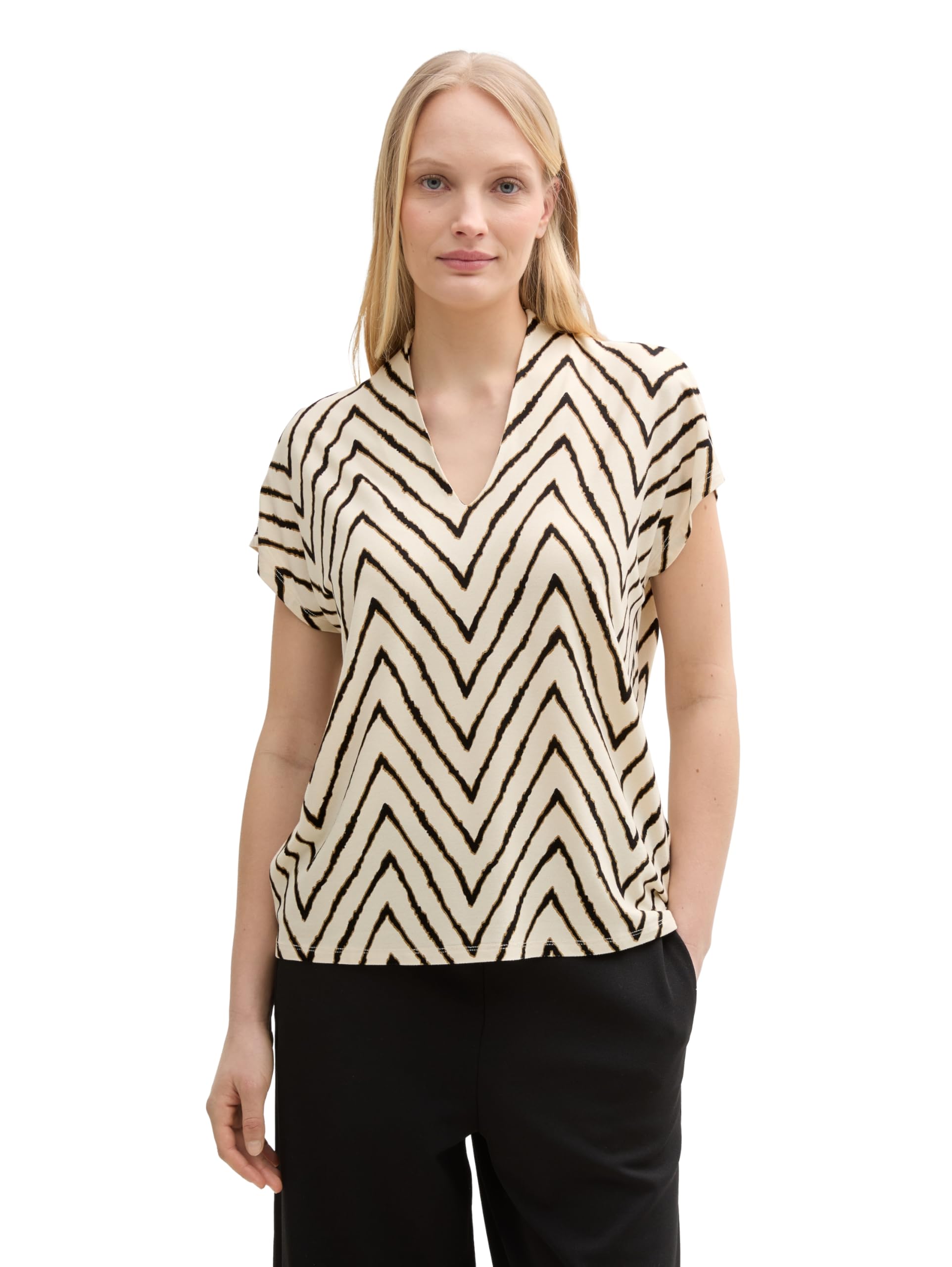 TOM TAILOR Damen T-Shirt mit V-Ausschnitt