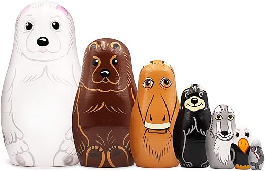 Matryoshka Dolls Northern Animals Alaska Set 7 pcs Wooden Figurines