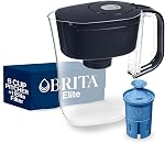 Brita 6 Pitcher filtre Elite avec indicateur de lumière intelligent, réduit 30+ Contaminants, y compris le plomb et les microplastiques, le filtre dure 6 mois, Denali, Noir