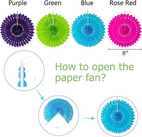 Miniatura 5 de Juego de decoraciones para fiestas con abanicos de papel de 35 piezas - Pom Poms del Cinco de Mayo banderines guirnaldas pancartas espirales