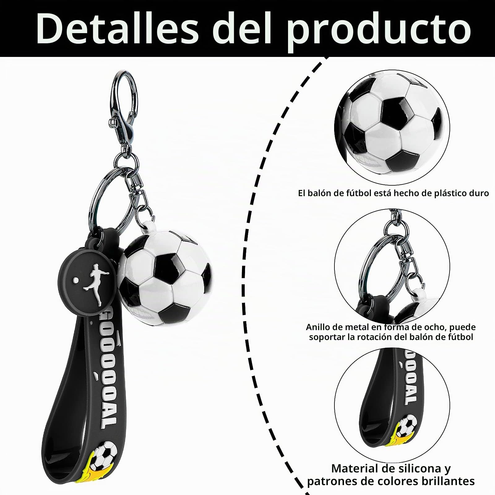 Cobee Llavero de regalo de fútbol, llavero de silicona inspirador, llavero de fútbol para niños, niñas, adolescentes, escuela deportiva, carnaval, recompensa, regalos de fiesta (blanco), Blanco