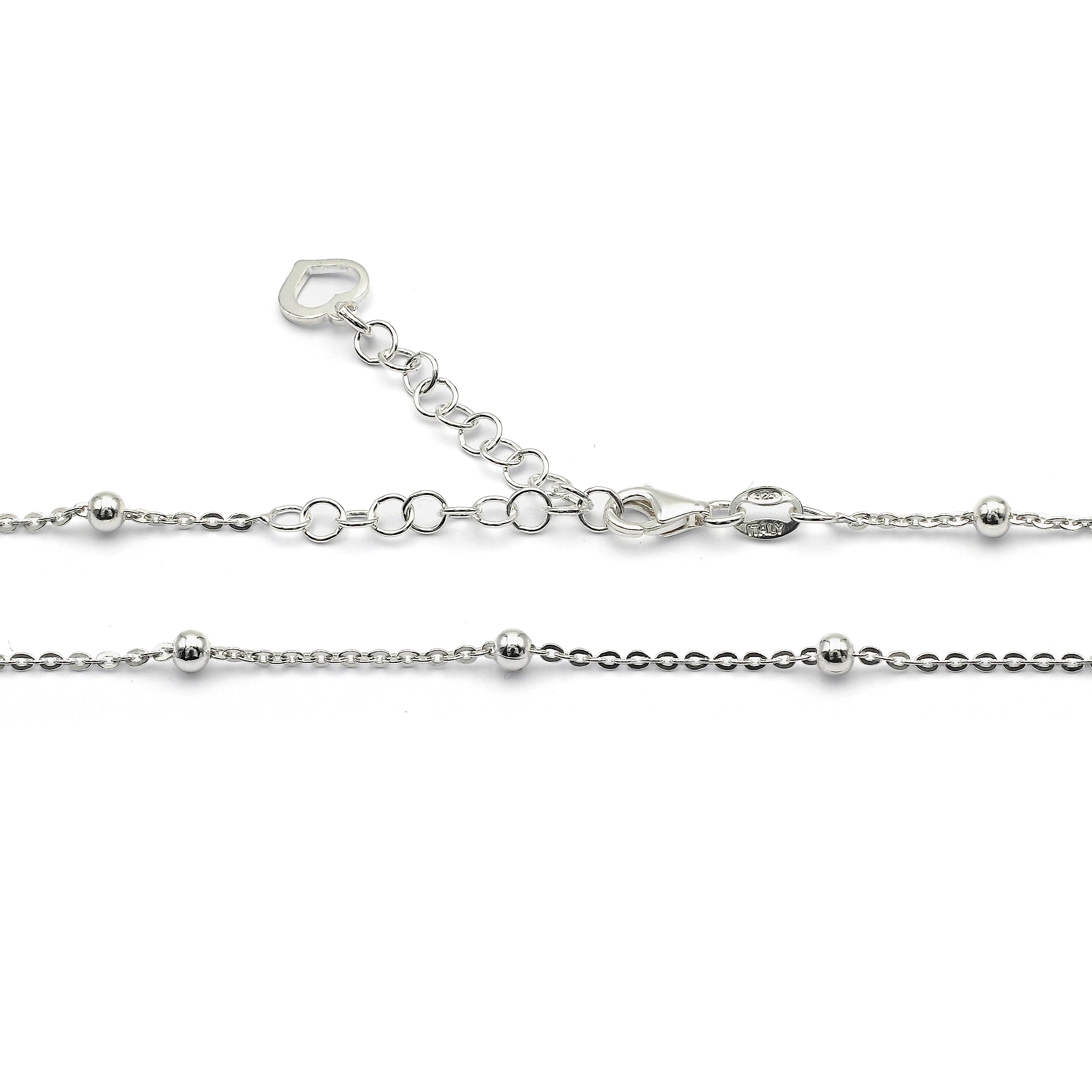 Aka Gioielli® - Cavigliera Donna con Perline in Argento 925 o Placcato Oro 18 Kt - lunghezza regolabile