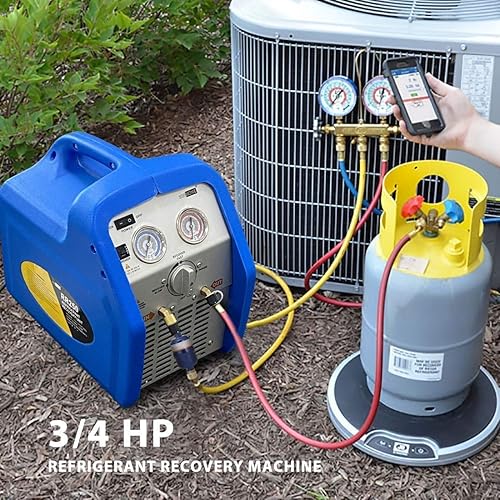 Miniatura 2 de VIVOHOME 110-120V AC 60Hz 34HP Máquina de recuperación de refrigerante portátil de un solo cilindro con bomba de vacío de aire de paleta giratoria