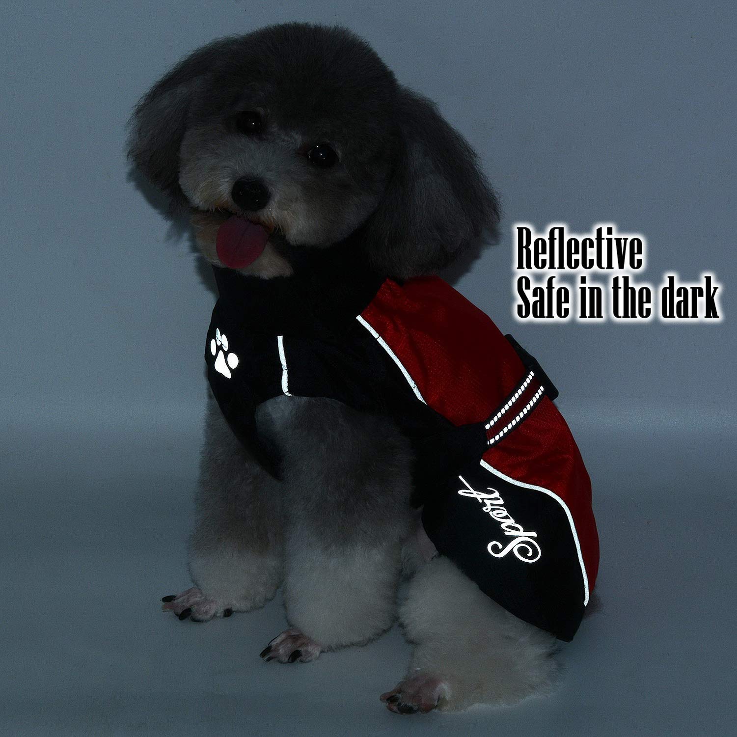 Zunea Manteau Imperméable pour Chien Moyens à Grands Réfléchissant Veste de sécurité Coupe-Vent Légère Doublée en Maille Vêtements pour Voyage/Randonnée pour Les Jours Pluie Rouge 7XL