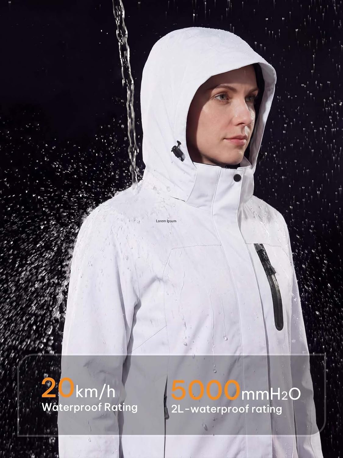 SaphiRose Womens Rain Jacket Waterproof Raincoat with Removable Hood for Active Outdoor