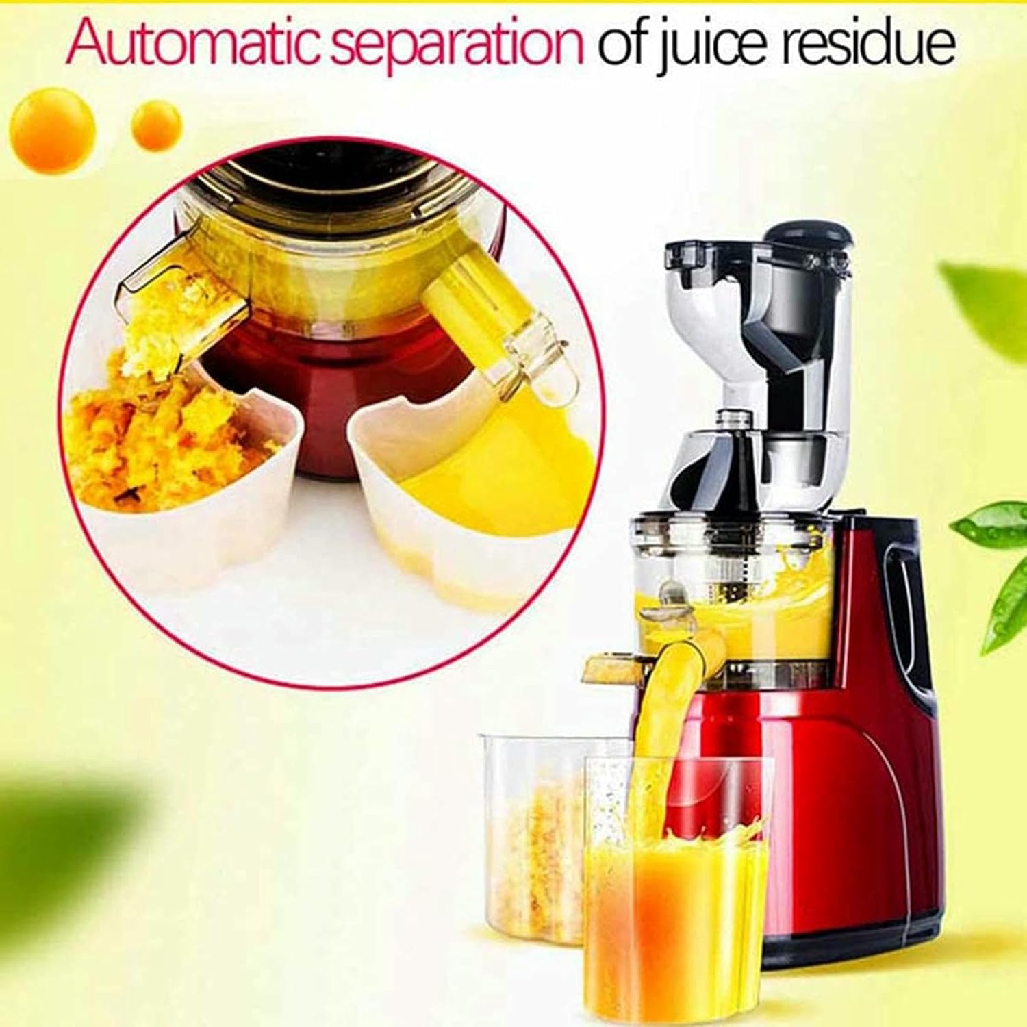Fully Automatic Juicer - Large-Caliber Fruit and Vegetable Juice Machine with Efficient Residue Separation for Fresh Juicing-