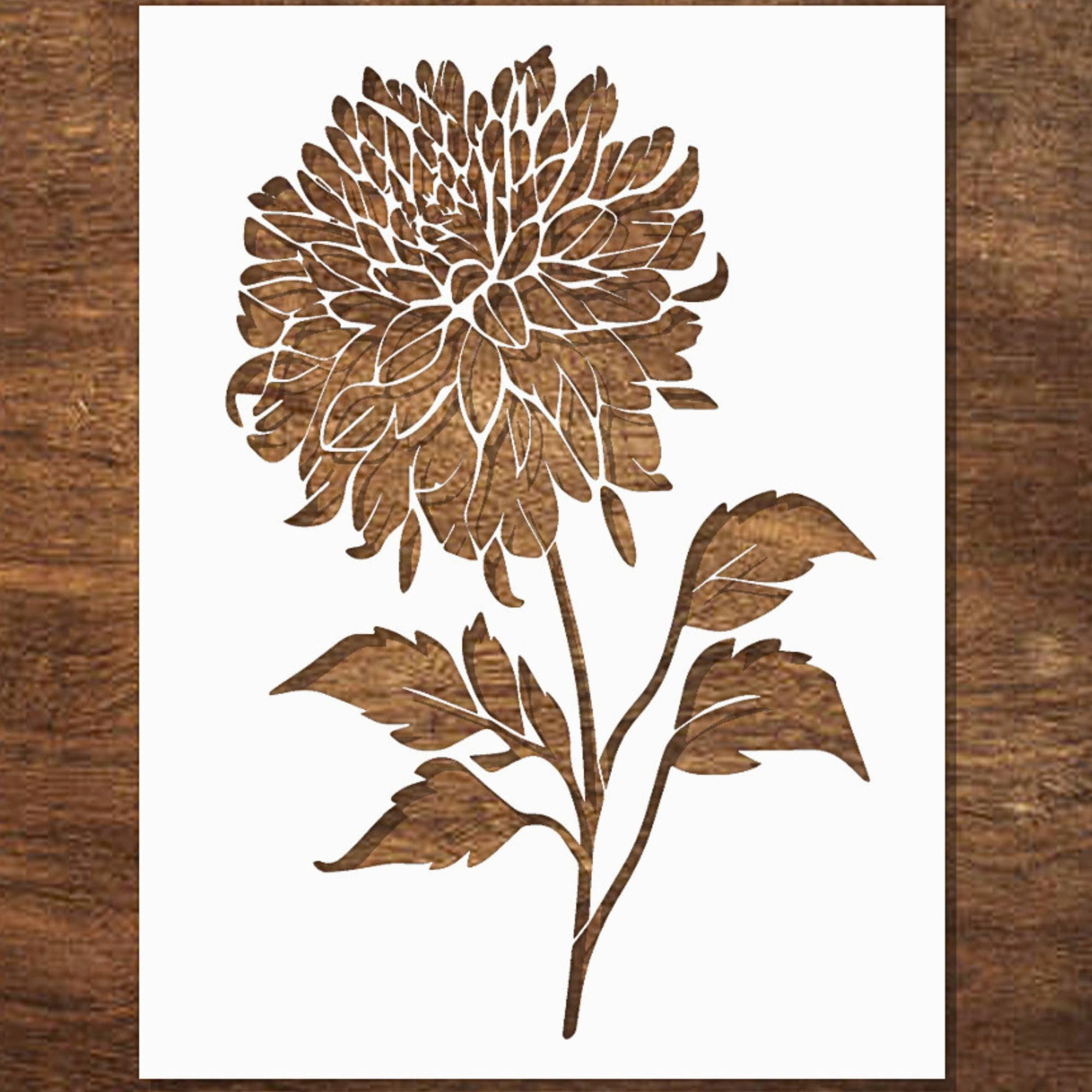 Dahlia Stencil - Large Flower Stencils for Painting on Wood, Canvas, Paper, Fabric, Wall, Furniture - Stencils for Crafts Reusable for Art & Pattern