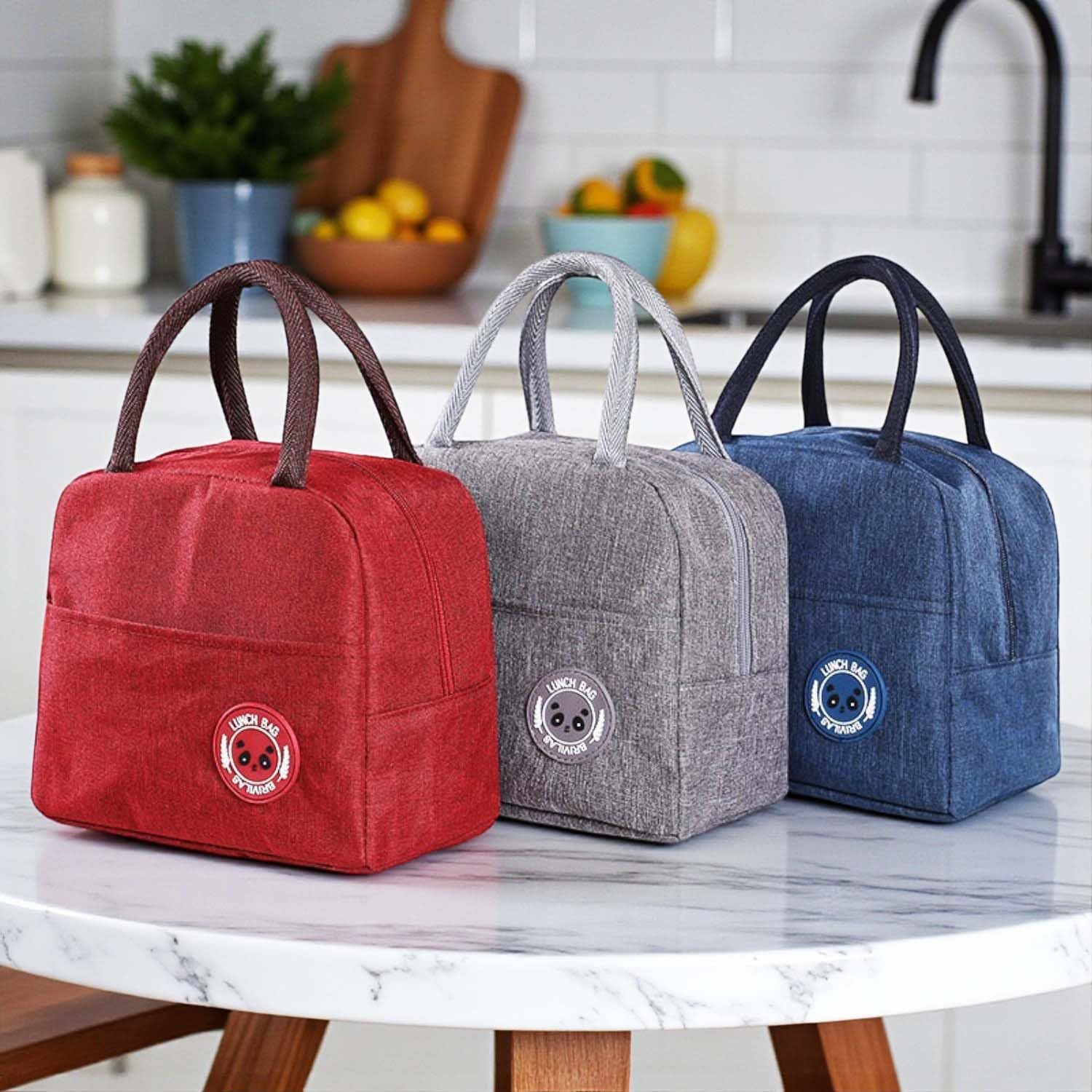 Go Hooked Insulated Lunch Bag for Office, School & Travel | Oxford Cloth Tote with Thermal Insulation | Reusable Leakproof Lunch Box Carry Bag with Handle for Men & Women Grey