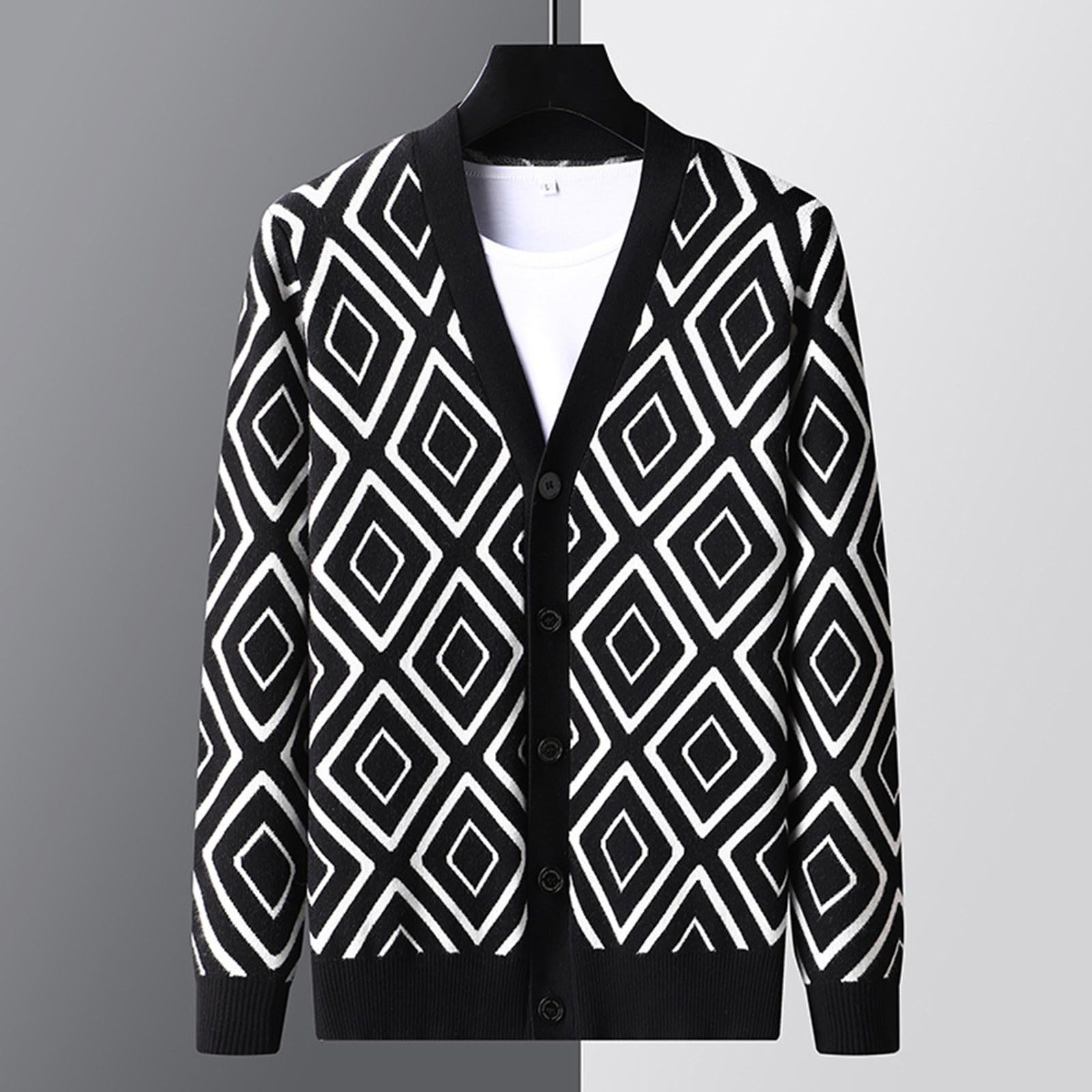 Jersey Hombre Cardigan, Botones Chaqueta Hombre Básico Suéter De Punto De Manga Larga Invierno Cálido Slim Fit Jerséis Cárdigan con Cuello Chal para Exterior El Ocio