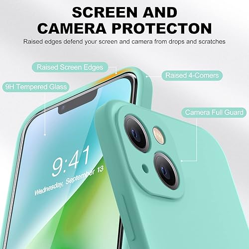 Miniatura 437 de BossKiss Funda compatible con iPhone 14 Pro, silicona mejorada [protección de cámara] [2 protectores de pantalla 9H], forro interior de microfibra