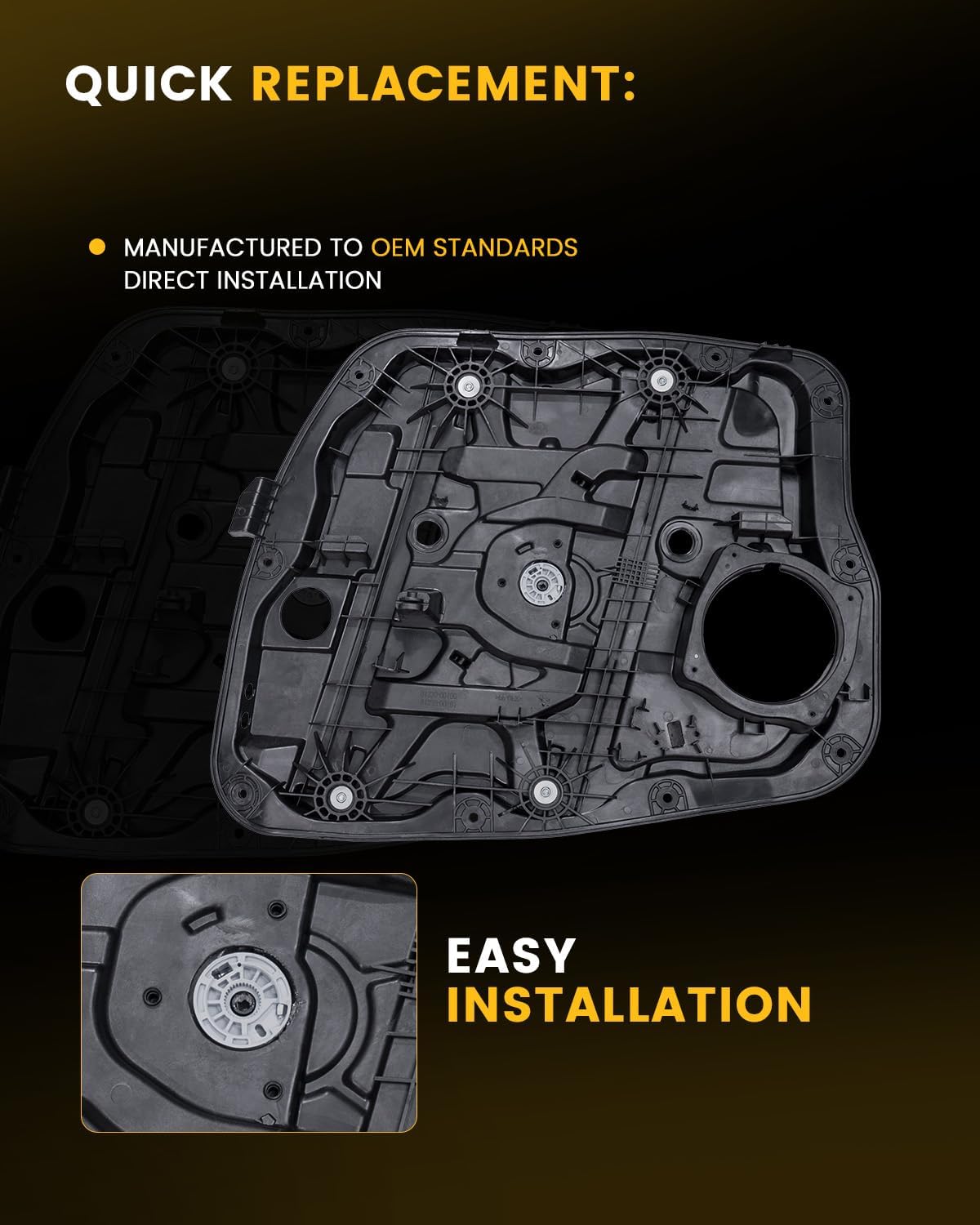 Power Window Regulator with Panel without Motor, Front Passenger Side Compatible with Hyundai Santa Fe 2013-2018, Santa Fe Sport 2013-2018, Santa Fe XL 2013-2019, Replaces# 82481A1010