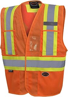 Pioneer Hi Vis Non Tear-Away Mesh Safety Vest - Hook & Loop - Multi Pockets - Hi-Vis Orange