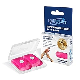 Hionfurt Motion Sickness Bands Anti Nausea Wristband for Adult and Kids Morning Sickness Relief for Pregnant Women Acupressure Nausea Relief for Car, Sea, Air Sickness - 1 Pair Camo Pink