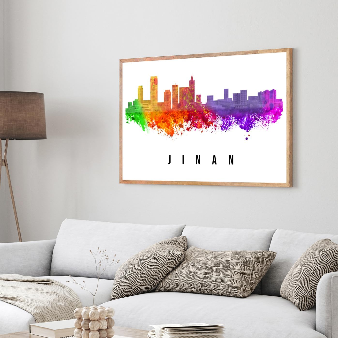 Pera Print China Poster, China-Jinan Poster, China Illustration Skyline City Poster, Modern Skyline Poster, Cityscape and Landmark Print, Home-Office Wall Art Decoration