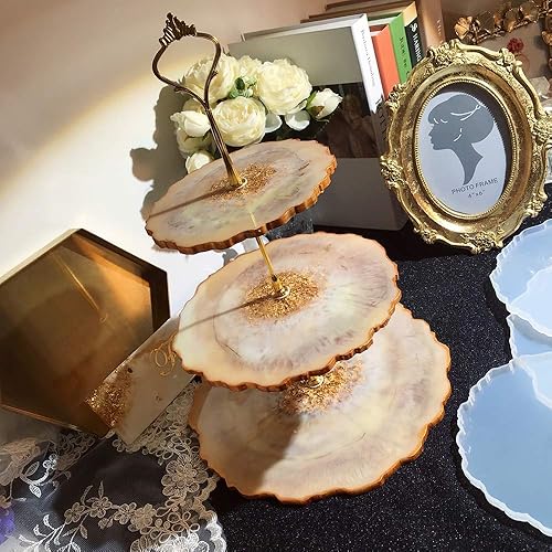 Miniatura 6 de RESINWORLD Molde de resina gruesa de 3 niveles, moldes de soporte para pasteles para resina, molde de bandeja escalonada de resina epoxi, molde de