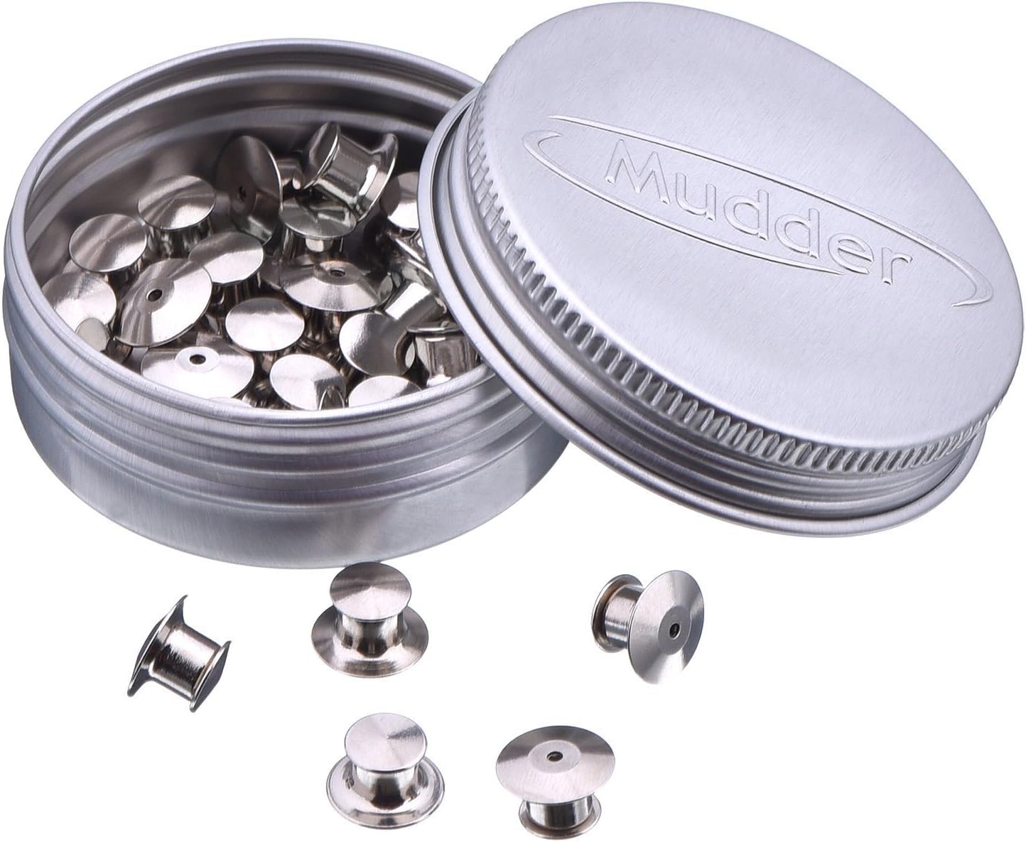 Mudder 30 Pcs Silver pin Badge Locking Backs,Metal Locking Pin Back for Brooch Lapel Clasp