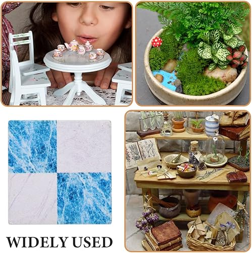 Miniatura 6 de Kisangel Muebles de casa de muñecas, 27 piezas, hoja de mosaico en miniatura, suelo en miniatura, simulación, mini accesorios para casa de muñecas