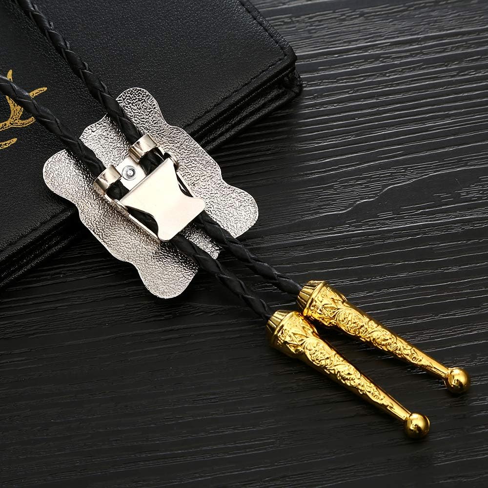 HUABOLA CALYN Bolo Tie for Men- Native American Western Cowboy Golden Longhorn Bull Flying Eagle Bolo tie
