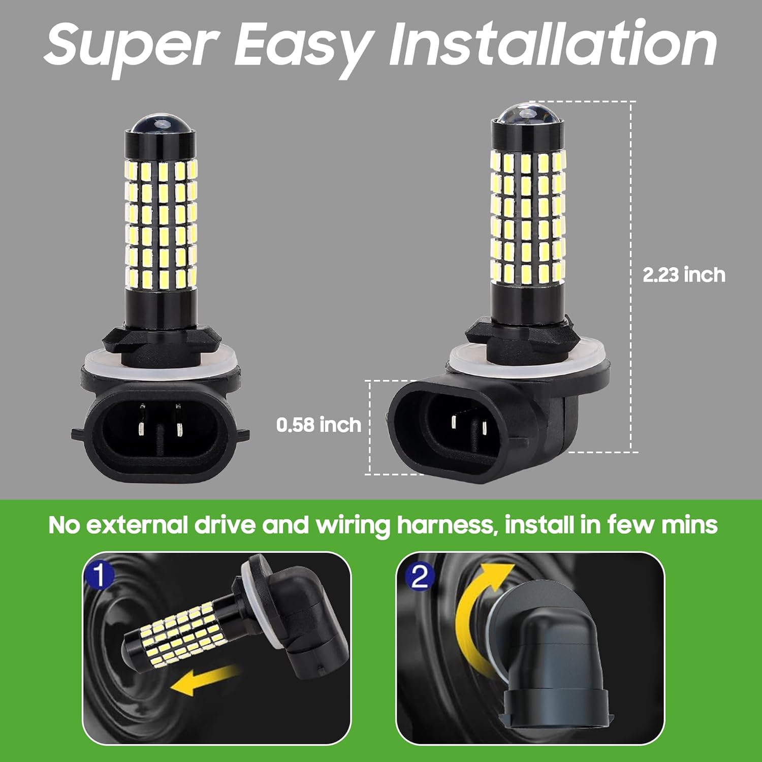 10L0L 881 Golf Cart Head Light Bulb for EZGO, Club Car DS & Precedent, Headlight or Fog Light Replacement Bulb, Pack of 2