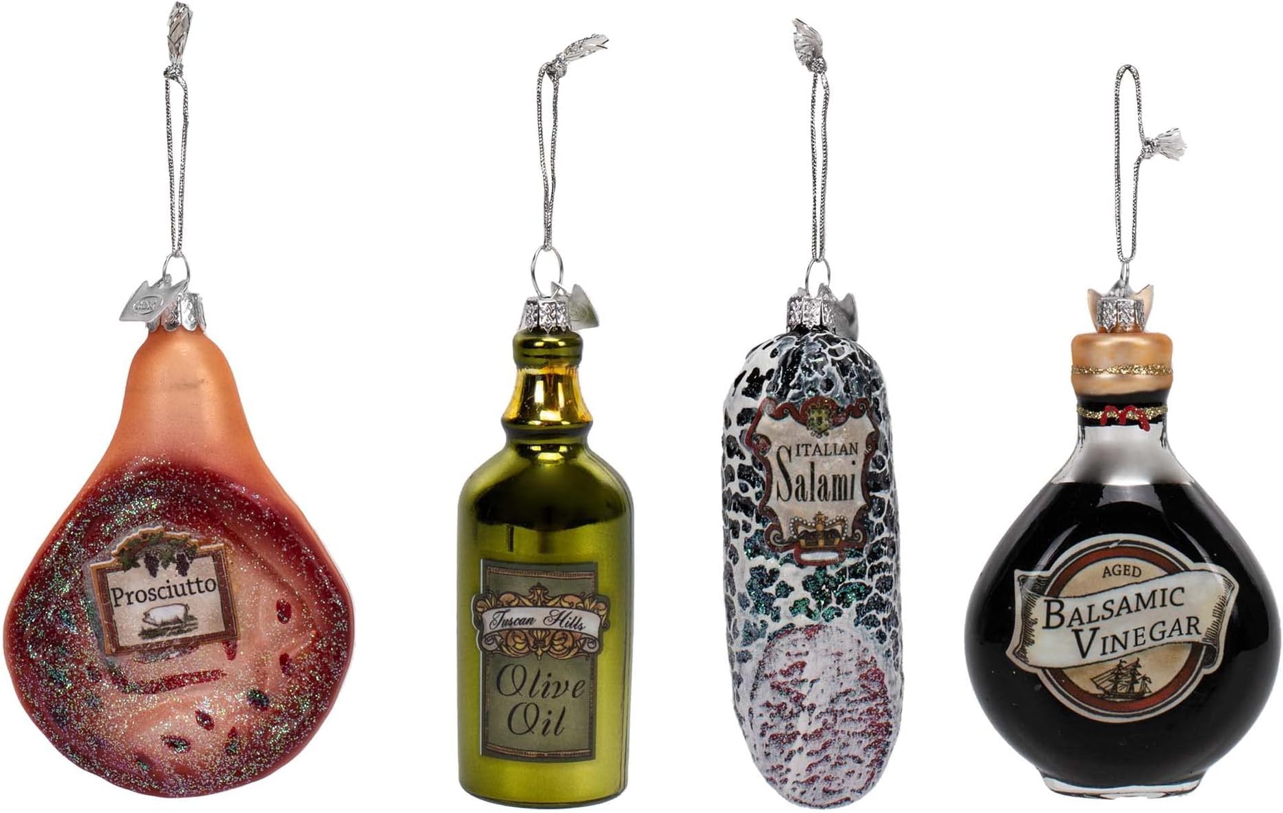 Kurt S. Adler 3.5" Noble Gems Glass Italian Food Ornament, Set Of 4 Assorted