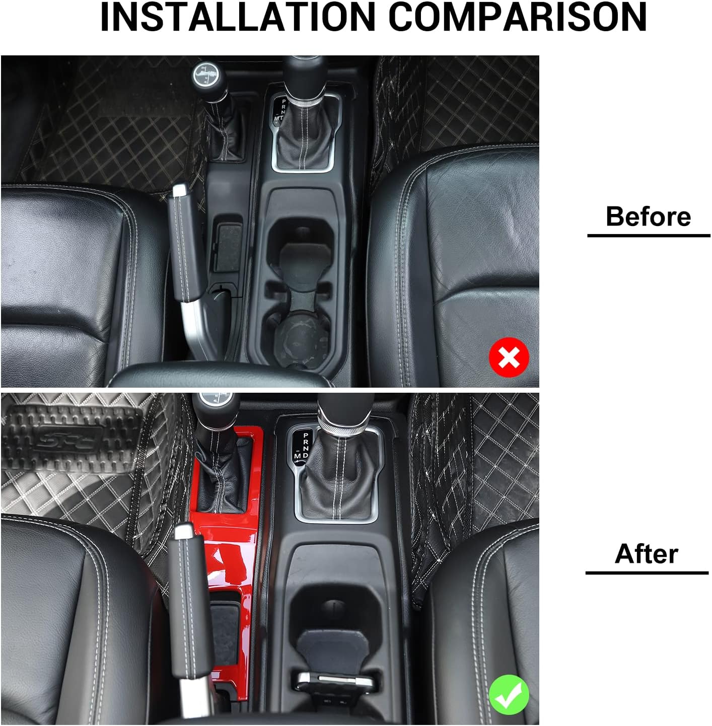 4WD Four Wheel Drive Gear Shift Panel Cover Trim Interior Accessories Compatible with 2018-2023 Jeep Wrangler JL JLU Gladiator JT (Red)