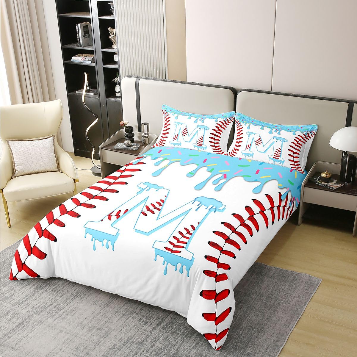 Homewish Blauer Eiscreme Tropf Bettwäsche 155x220 Baumwolle
