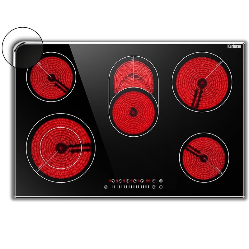 Karinear Electric Cooktop 30 Inch, 5 Burner Stovetop, 240V Hardwire Install 5 burners Sensor 30 inch