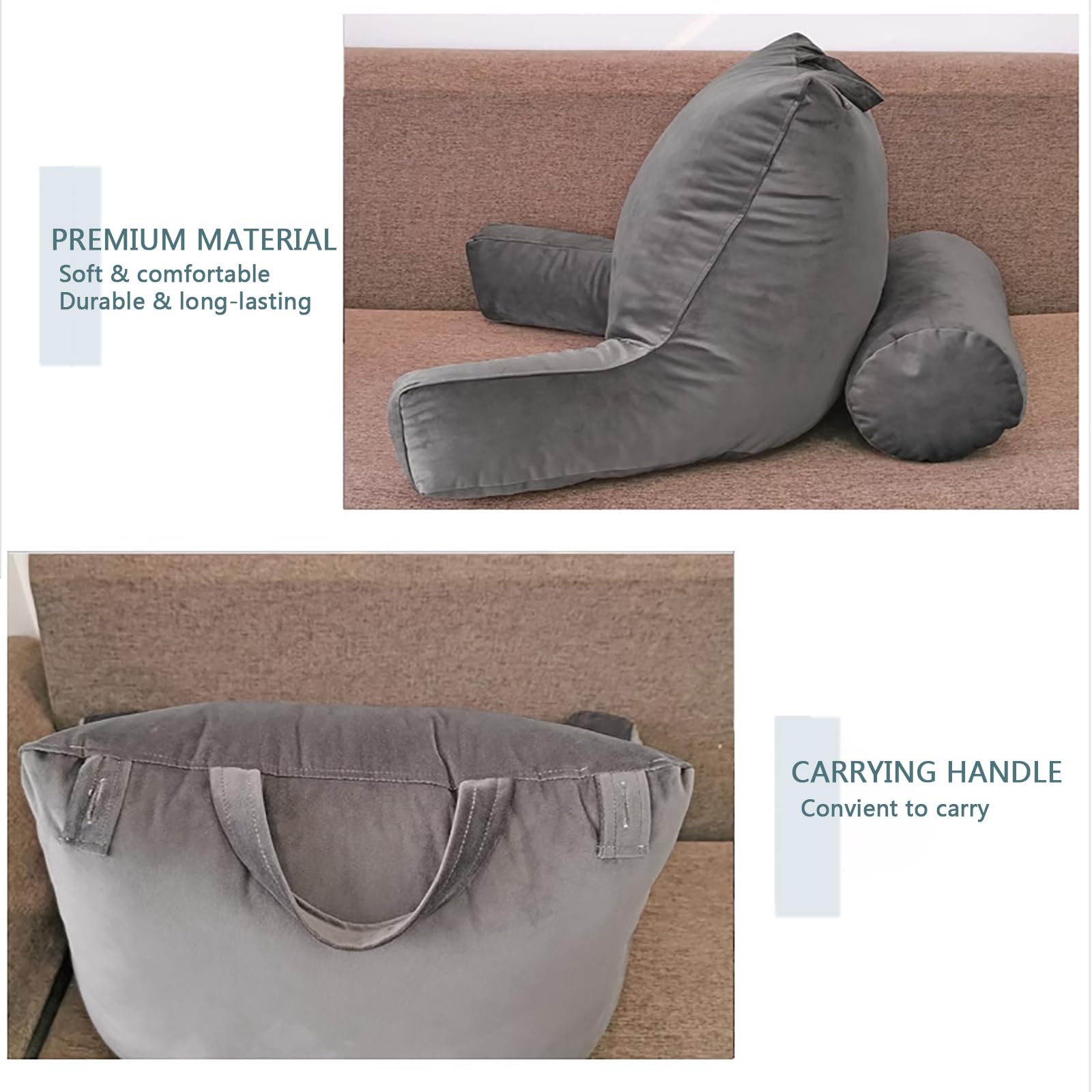 CCTSA Cuscino da Lettura con Braccioli,Cuscini da Lettura Lavabili,Cuscino di Supporto per la Schiena per Letto,Cuscini Lettura Letto,Cuscino Schienale Divano per Divano,Leggere,Giocare o Lavorare