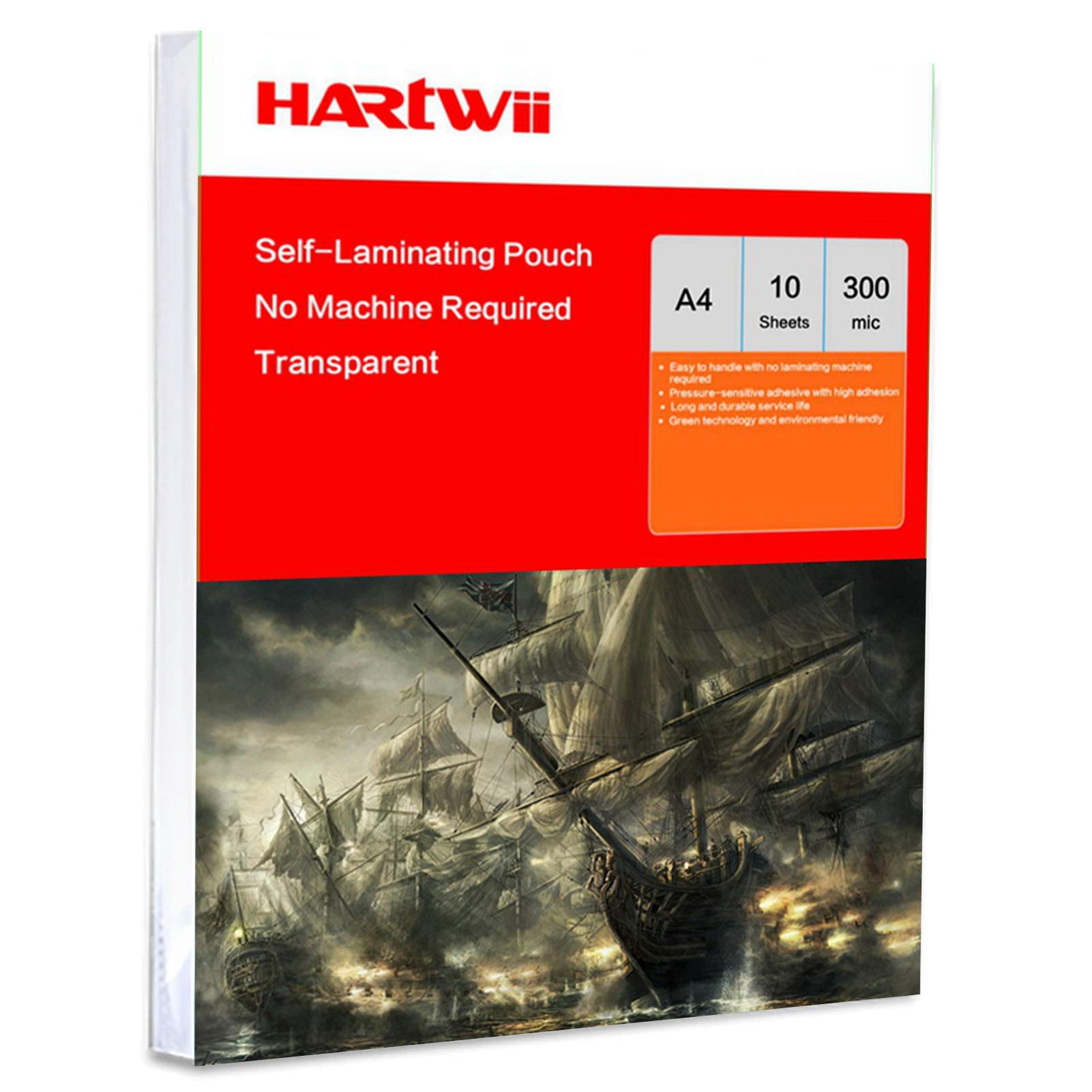 Hartwii 10 Sheets A4 (225x207mm) / Name Card Size Cold Self Seal Self Laminating Pouch Clear Film