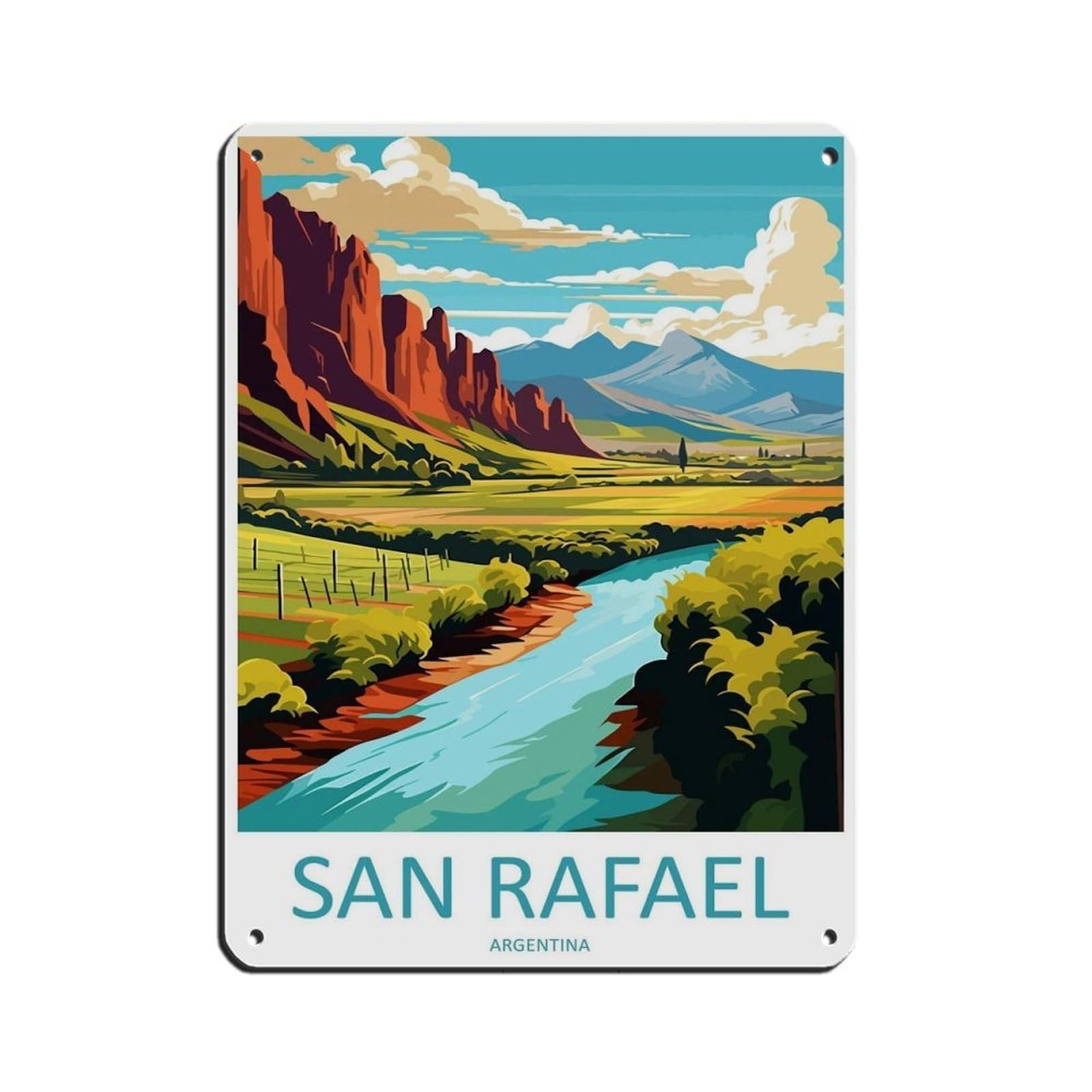 San Rafael Travel Art Argentina Art Lover Gift Retro Poster Metal Tin Sign Chic Art Retro Iron Painting Bar People Cave Cafe Family Garage Poster Wall Decoration 12x16inch(30x40cm)
