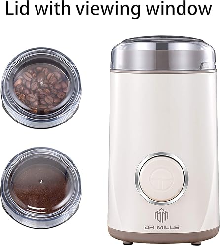 Miniatura 8 de DR MILLS DM-7441W Molinillo de Café Eléctrico, Molinillo de Frijoles de Café y Especias Secas, Operación con un Toque, Cuchillas y Taza Hechas