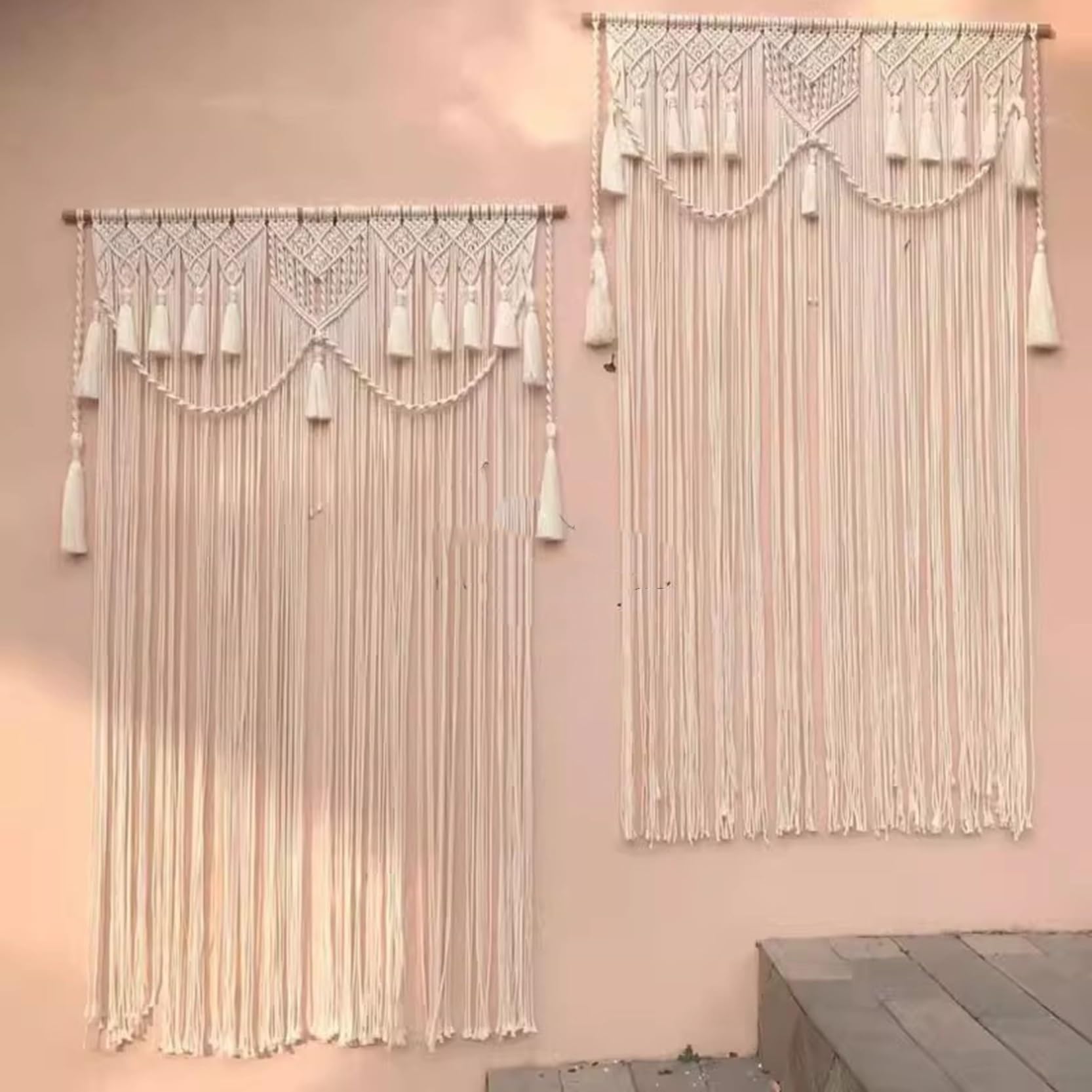 Rideau en macramé, fait à la main en corde de coton tissée, rideau de fenêtre occultant pour décoration d'intérieur bohème et chambre à coucher