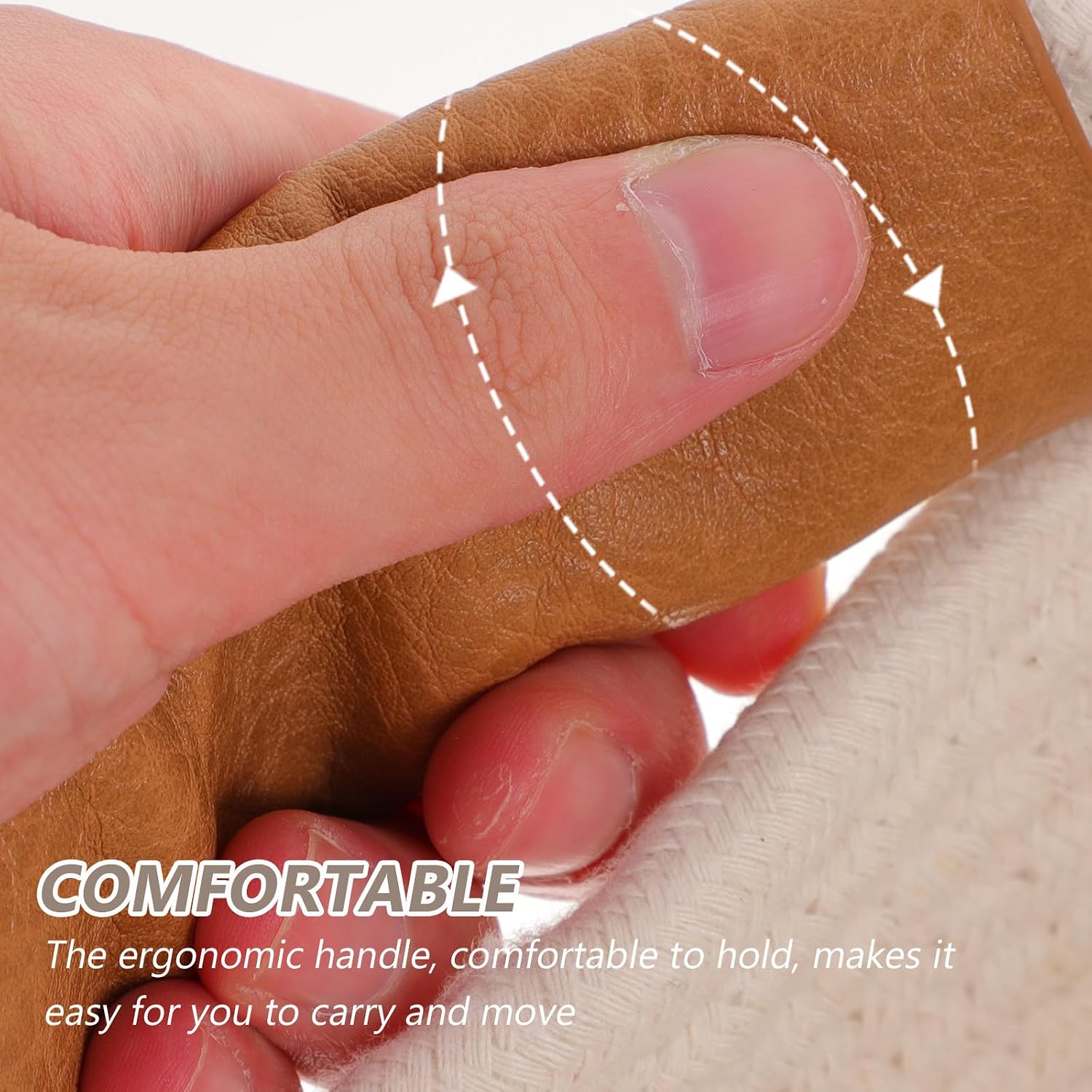 Basket Handles Storage Rope Leather White Cotton with Bathroom