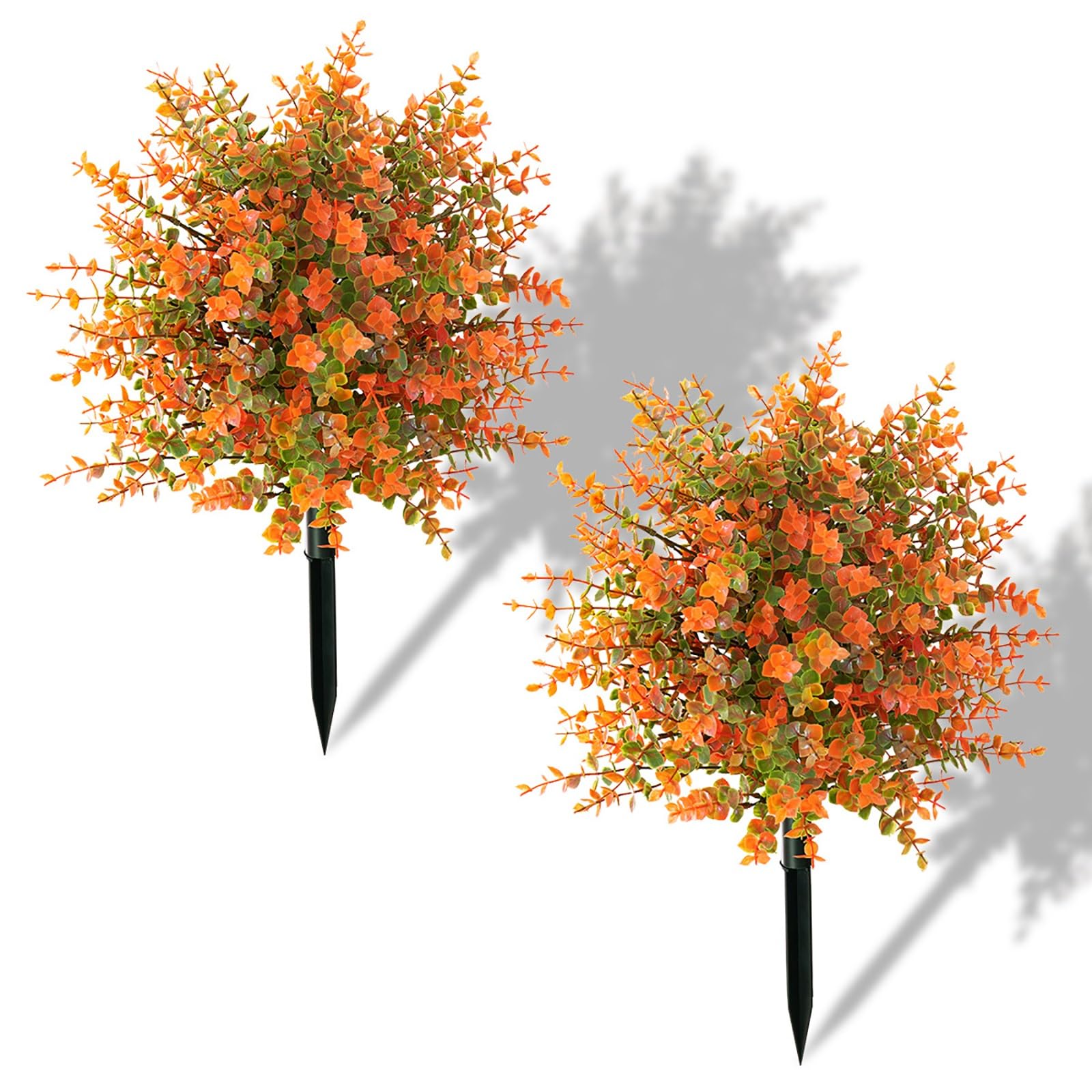 zxhrybh 20in Fake Plants Topiary Trees with Ground Spike, Weather-Resistant Artificial Plants Outdoor, for Garden, Yard, Thanksgiving Decor