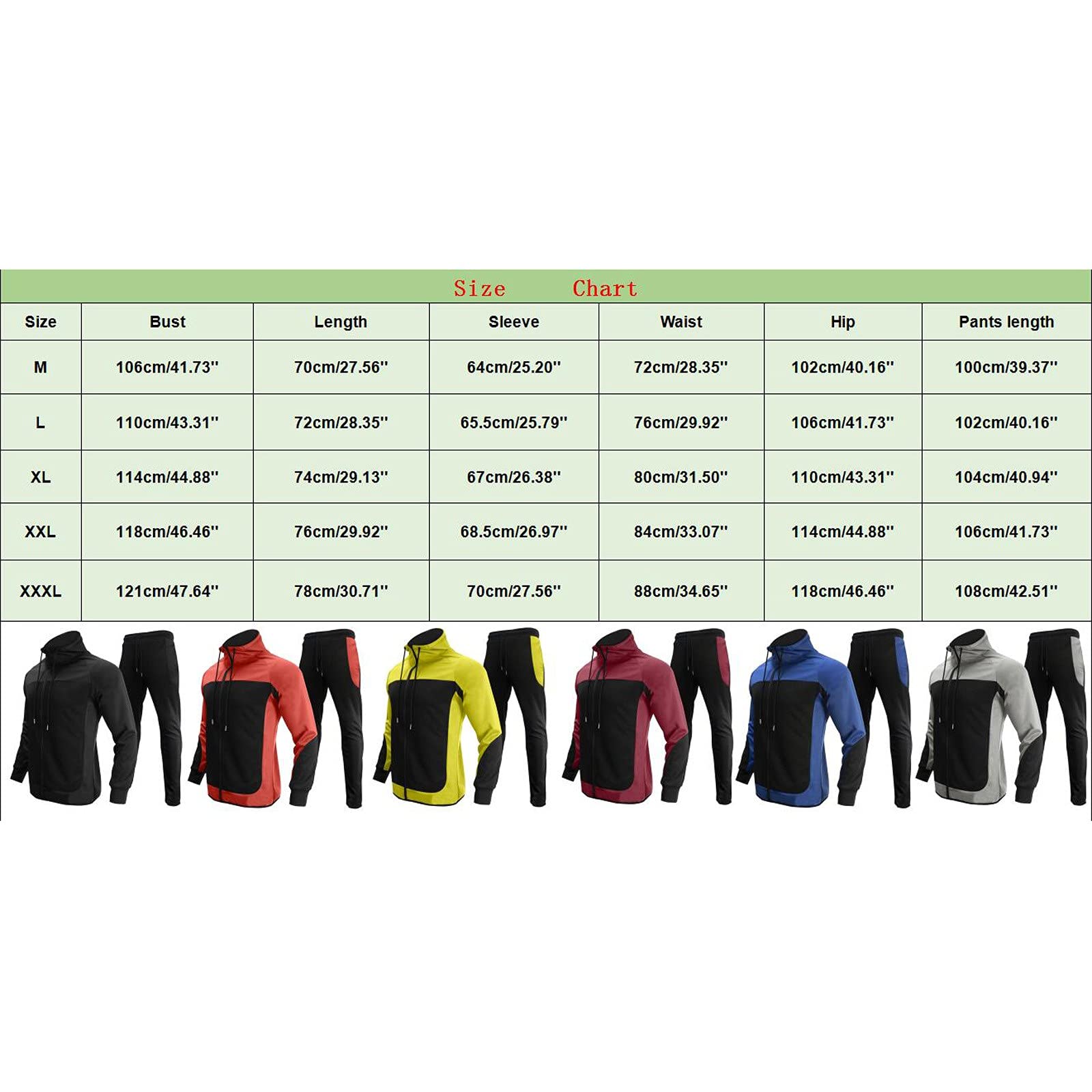 Uomo in piedi Sport Felpa con cappuccio Inverno e Autunno Contrasto Tempo libero Cucito Collare Tuta Maglione Uomo Costumi e Set e Abbigliamento per Uomini, Rosso, M, Rosso, M, Colore: rosso, M