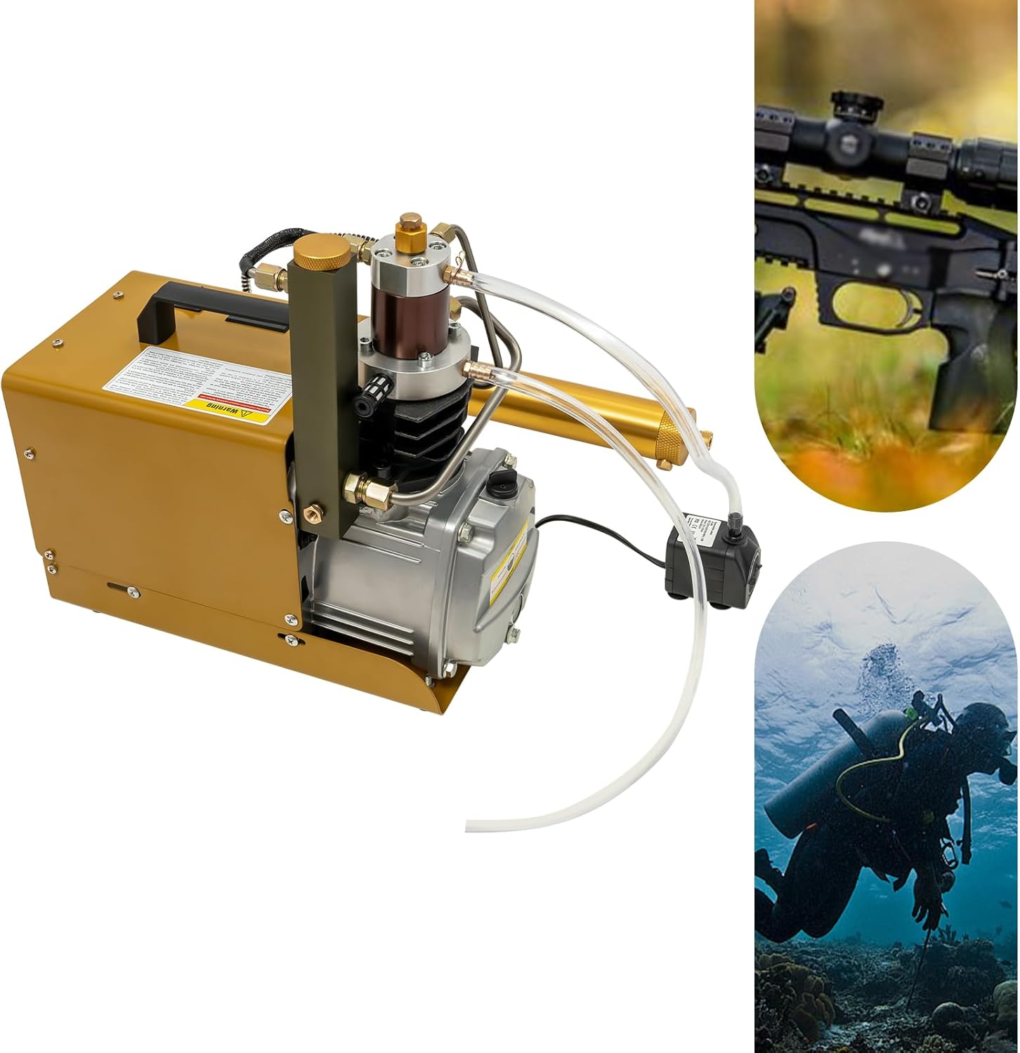 4500PSI Electric Air Compressor Scuba Diving Pump High Pressure Water-Cooling，Used For Industrial Pipeline Inspection, Tire Inflation, Large And Small High-Pressure Gas Cylinders