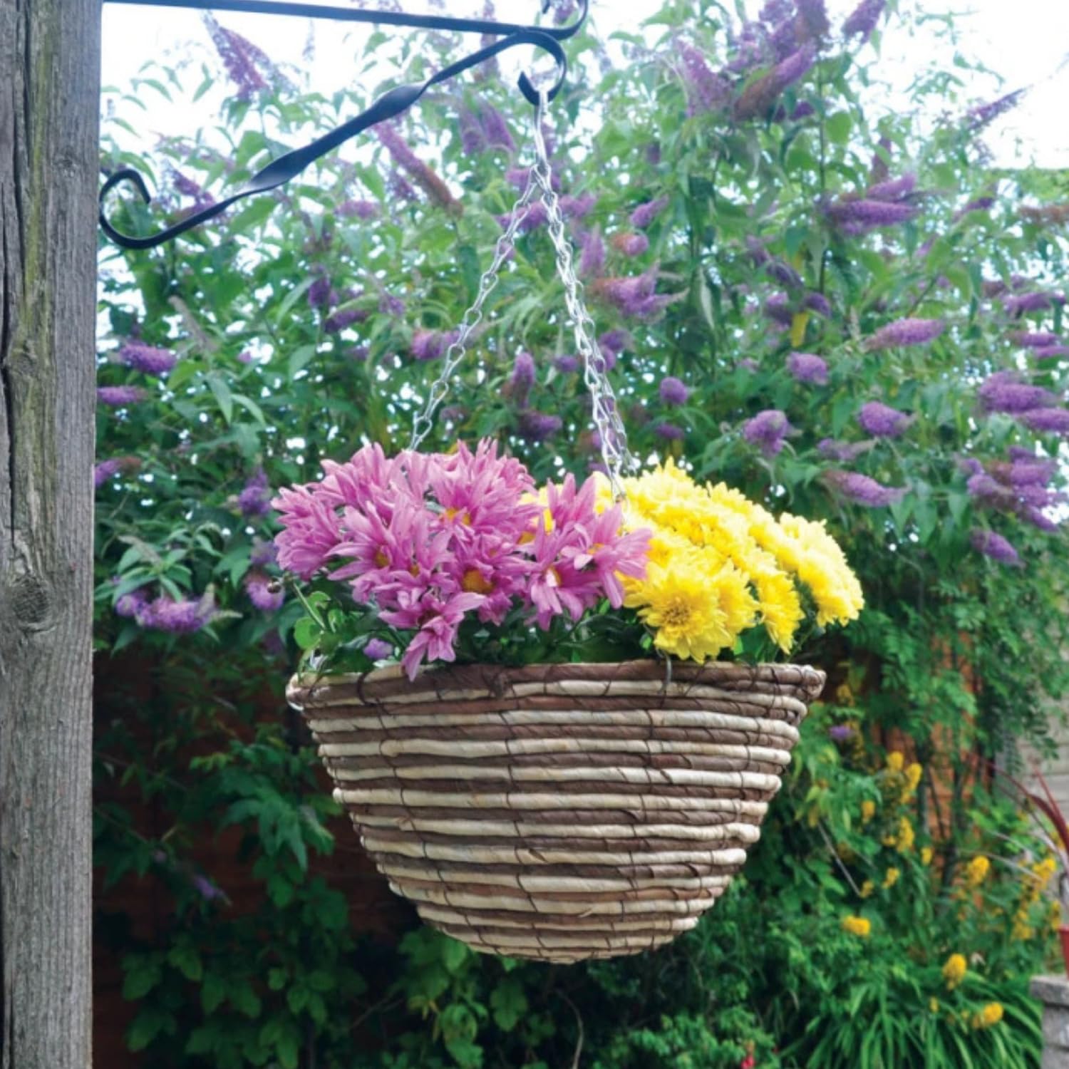 GardenMile 12" Sturdy Rattan Hanging Basket Sphere Durable Plant Hanger Garden Decorations Heavy Duty Hang Up Planters Outdoor Indoor Greenhouse Accessories — image 1