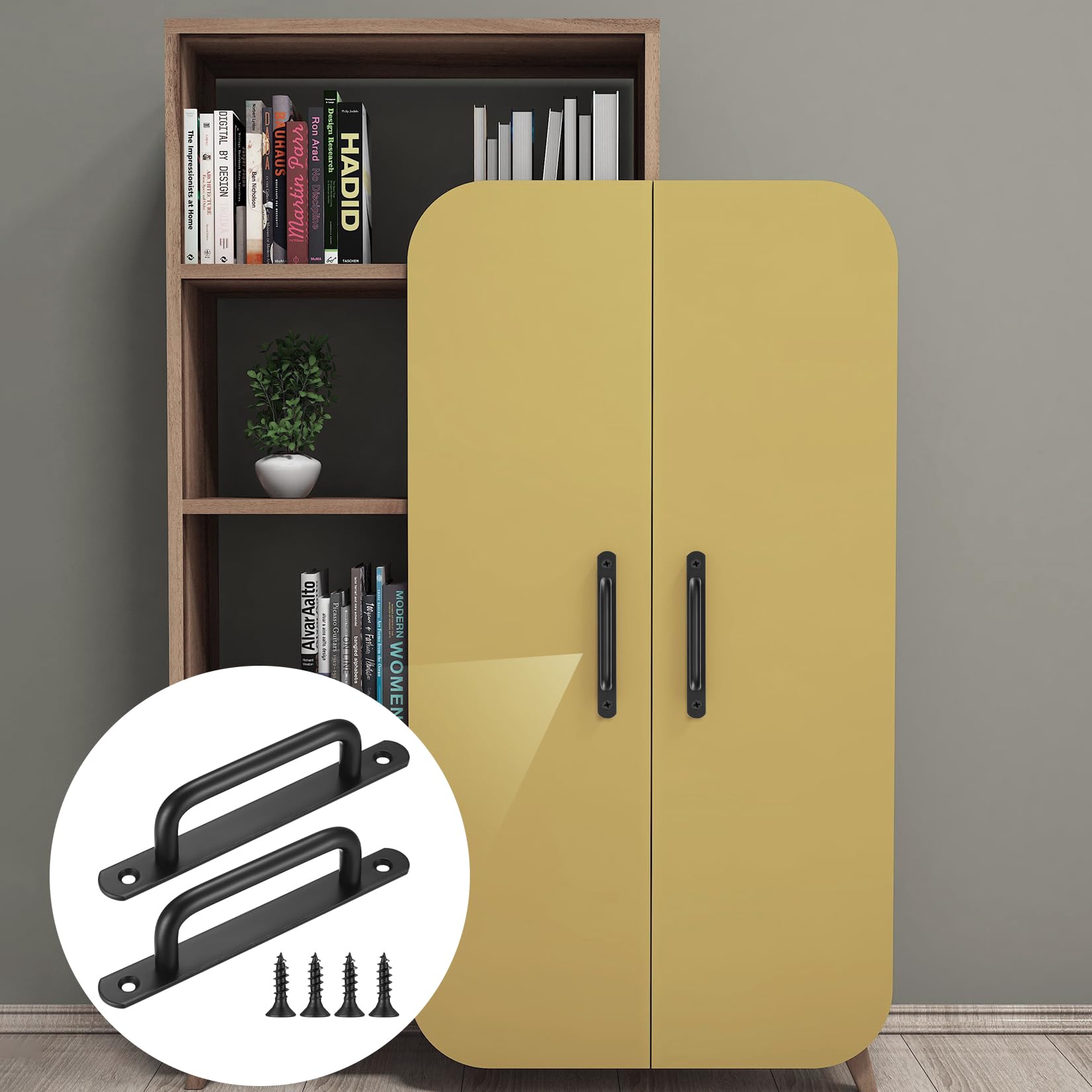 2 Pezzi Maniglia Porta Scorrevole,Maniglie per Porte Scorrevoli per Porta per Cassetti Porte Armadietto Armadio Garage Esterno Interne（192MM nero）