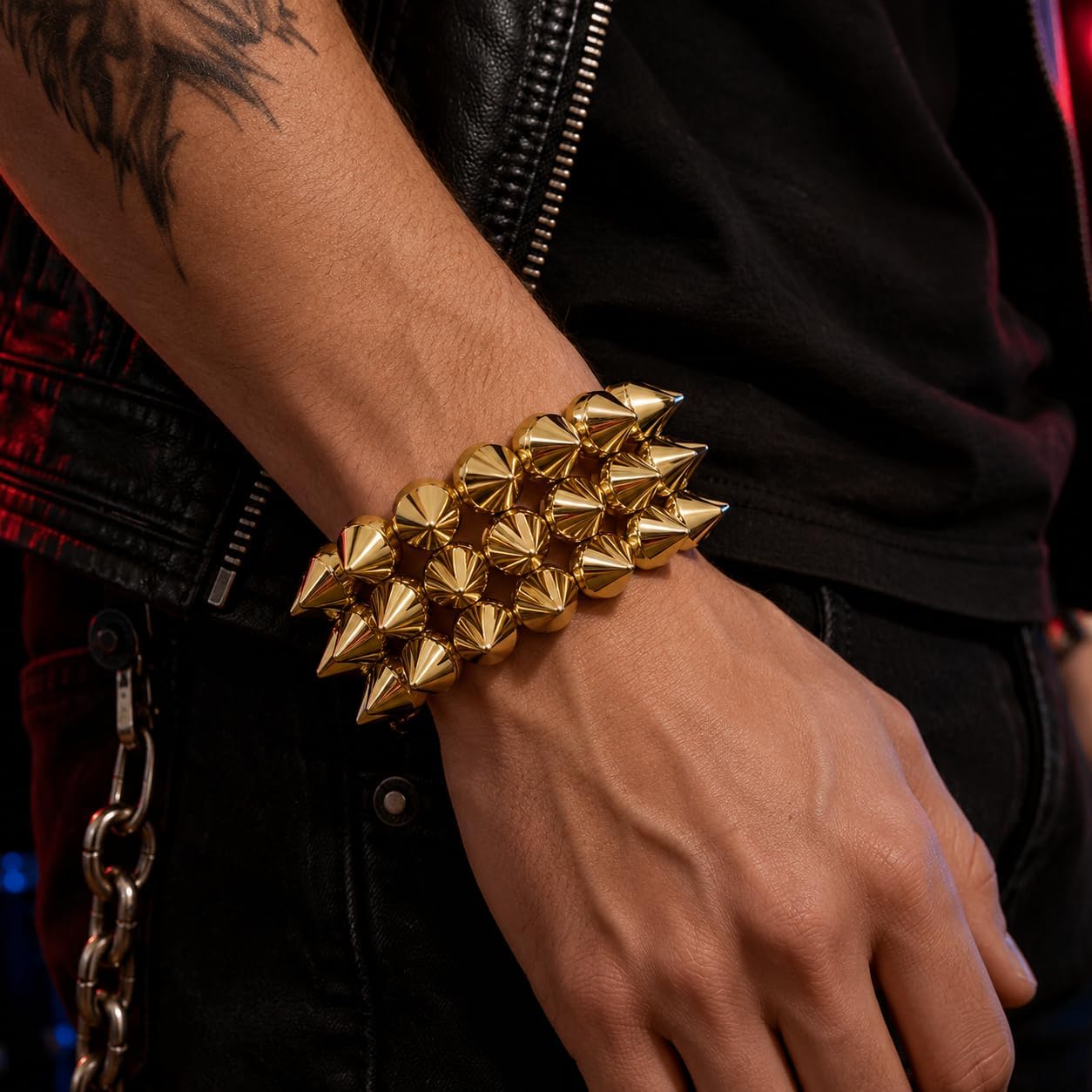 Studded Bracelet Spike Chunky Bracelets for Women Men Spiky Bracelets Gothic Cuff Bracelet Punk Style Dressing and Accessories Jewelry Trendy Gifts