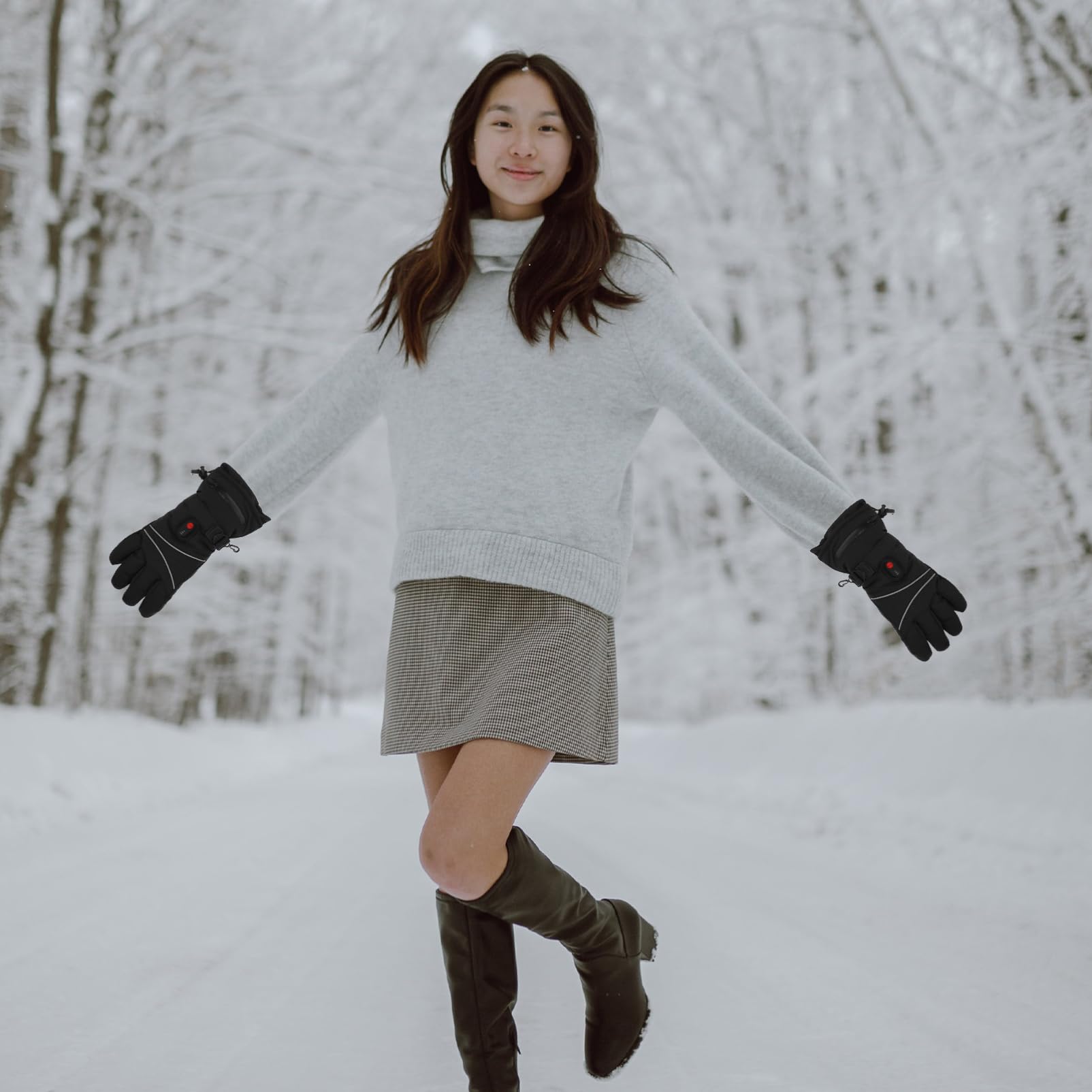 Gatuida Guanti Riscaldati Elettrici Ricaricabili per Donna e Uomo Scaldamani Funzione Touch Screen per Sport Invernali come Sci e Escursionismo Antivento e Traspiranti