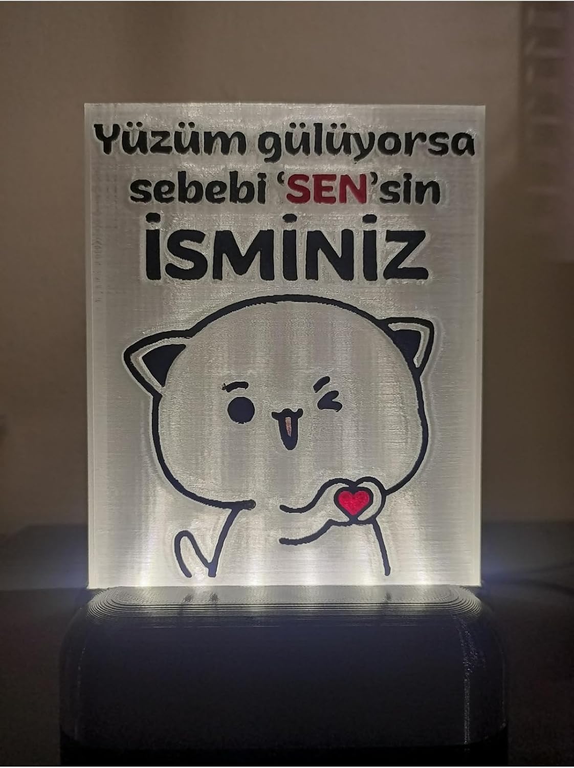 SODEF Personalized LED Desk Lamp with Custom Name, White Light, Quote, Home Decor, Bedside Night Light, USB Powered, Unique Gift - White Led, One Size