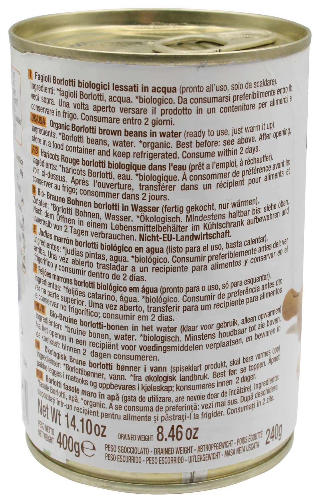 Probios Borlotti Beans Natural Organic - Packaging 12x400g