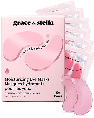 grace & stella Award Winning Under Eye Mask - Travel Essentials - Birthday Gifts for Women - Gel Eye Patches for Dark Circles, Puffy Eyes, Wrinkles, Undereye Bags - Vegan - Self Care (6 Pairs, Pink) - Pink (6 Pairs)