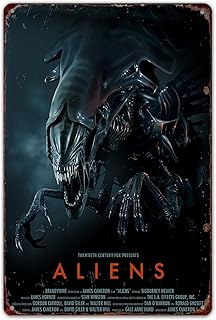 HomDeo Metal Signs Vintage Novelty Wall Decor Aliens Movie Poster Vintage for Bar Ranch Cafe Laundry Room Gym Wine Cellar ...