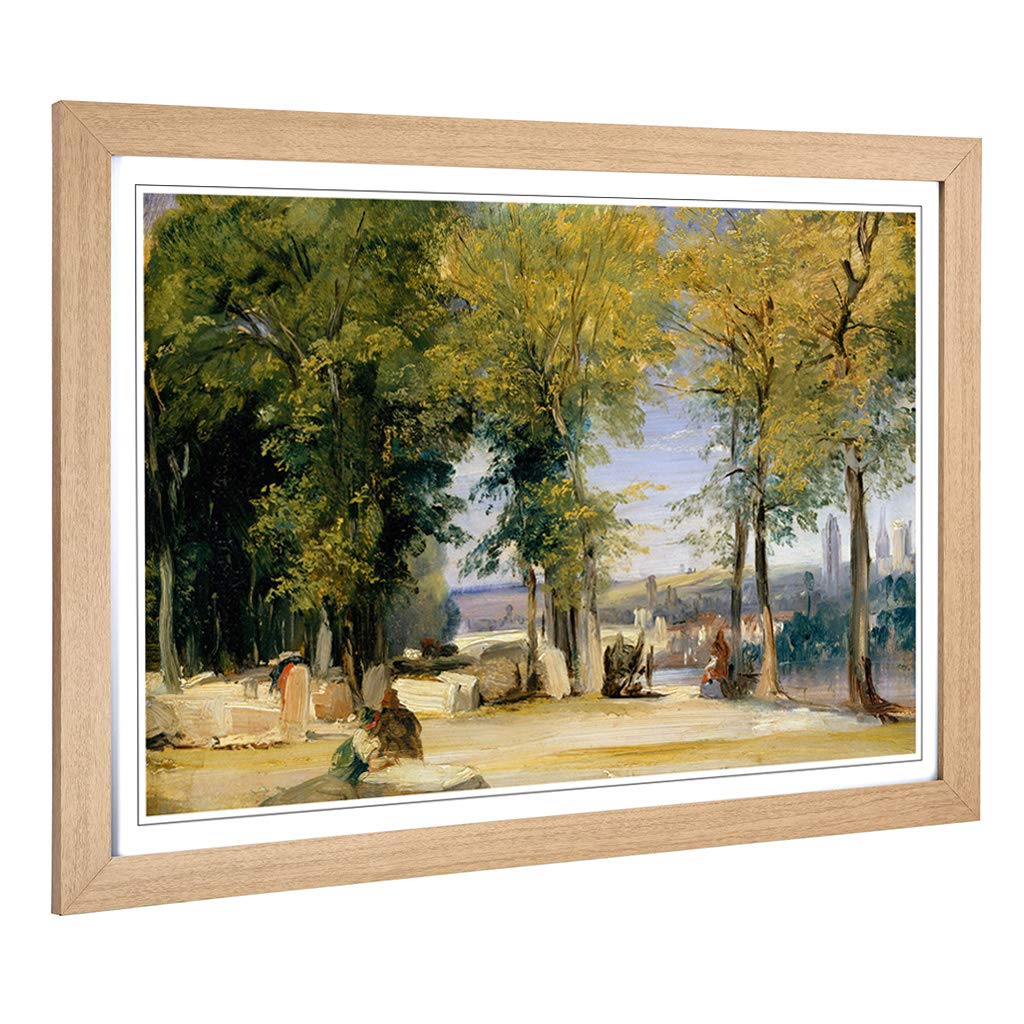 Big Box Art Framed Print of Richard Bonington View Near Rouen Design | Wall Art Picture | Home Decor for Kitchen, Living Room, Bedroom, Hallway, Oak, A2 / 24.5x18 Inch / 62x45cm