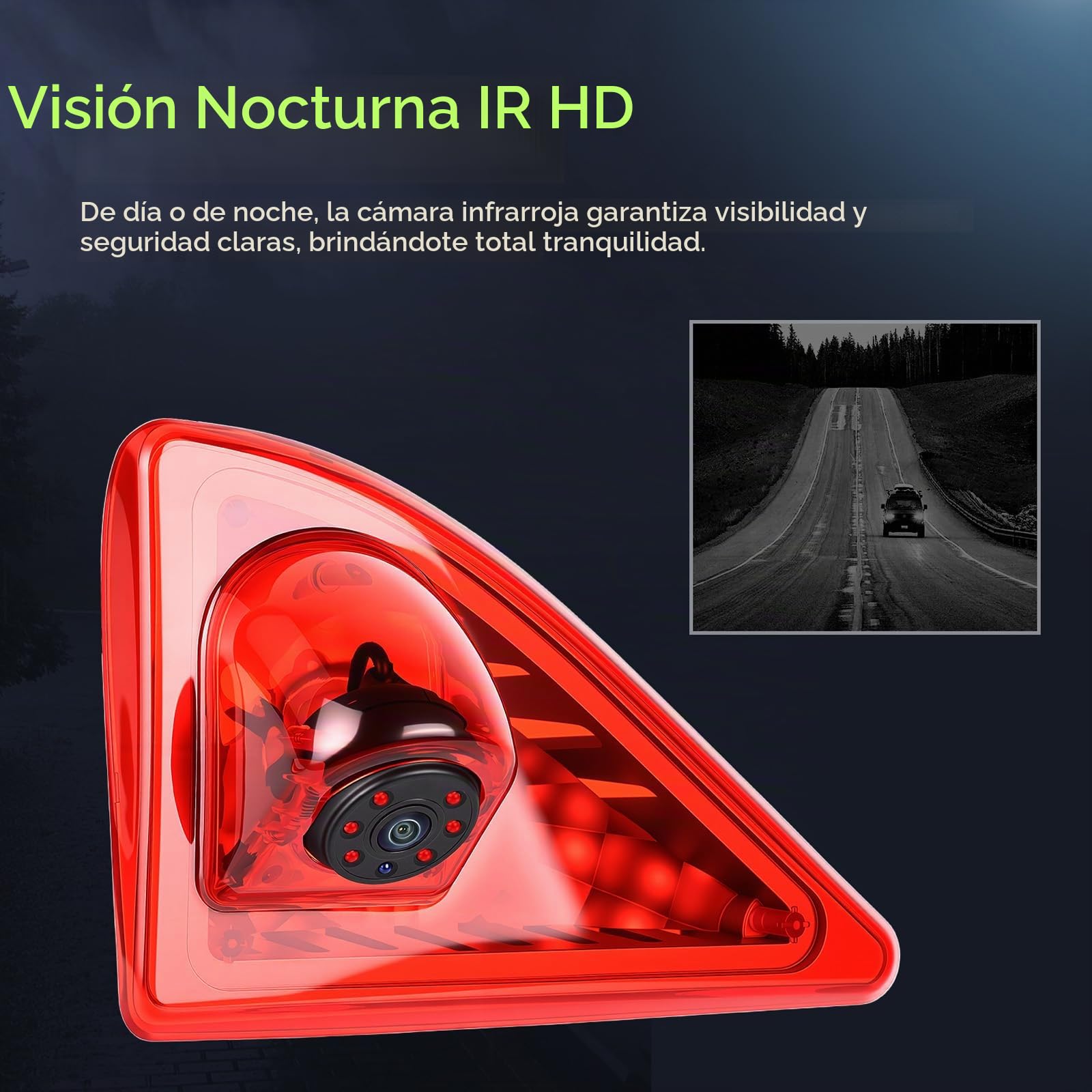 CAMECHO Luz de Freno Cámara Trasera HD Visión Nocturna IP67 Cámara Impermeable para Nissan NV400 Opel Movano Renault Master 2010-2016 Tercera luz de Freno con Gran Angular 140°, 12 V, Cable 10M