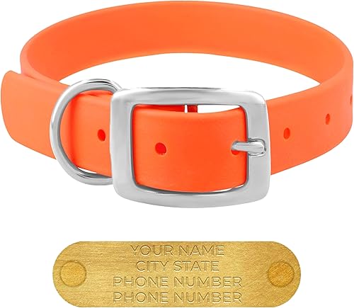 Miniatura 151 de Regal Dog Products Collares de perro grandes, impermeables, color rosa, con placa de nombre grabada personalizada, revestimiento de vinilo, anti