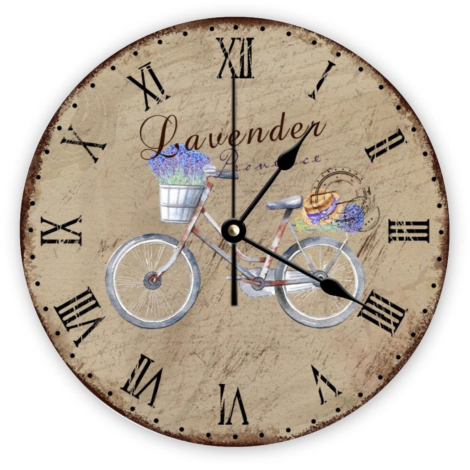 Horloge murale silencieuse lavande quartz 38cm grand format retro