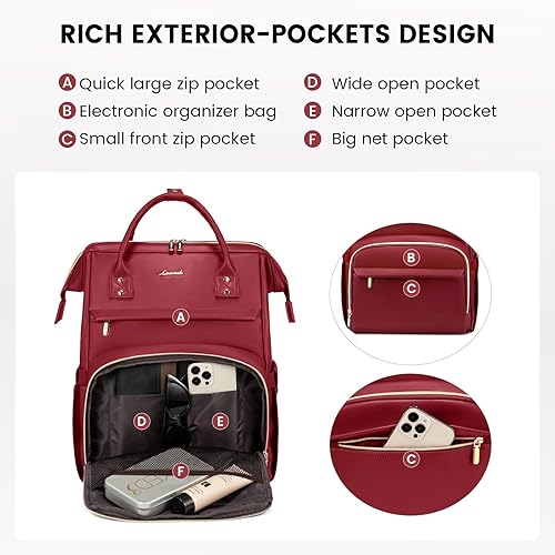 Miniatura 111 de LOVEVOOK Mochila para laptop para mujer, mochila para mujer a la moda, Negro, 15.6 pulgadas