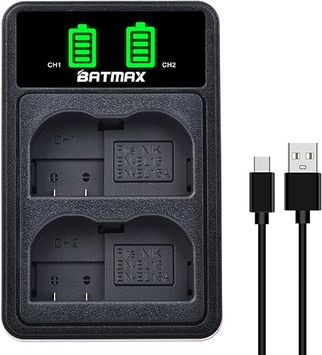 Miniatura 6 de Batmax 2X 2280mAh EN-EL15C EN-EL15 EN-EL15A EL15b + cargador USB LED con puerto tipo C para Nikon Z5, Z6, Z6 II, Z7, Z7II, D780, D850, D7500, D500,